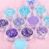 12pots/set Mermaid Half Pearls Star Laser Sequins Glitters Nail Art Decorations Eye Shadow DIY Design Supplies .