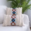 Geometri Marocko Lumbal Pillow Case Cover Beige Böhmen Tassels Tufted Cushion Cover Diamond Pattern Boho Home Decoration Dropship 210401