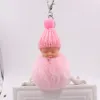 Sweet Sleeping Baby Doll Key Chains For Women Bag Toy Keyring Fluffy Pom Faux Fur Plush Keychains