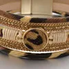 Bracelets Leopard Wrap для женщин Многослойные широкие широковесные гепарды животных печатают браслет с магнитной пряжкой Ювелирные изделия