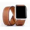 LHZW SMTECH Fashion Double Tour -rem för Apple Watch Ultra 49mm Band 45mm 41mm 44mm 40mm 42mm 38mm damer äkta läderklockbandarmband IWATCH Series 8 7 6 SE 5 4 3