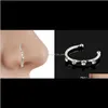 Rings & Studs Drop Delivery 2021 Gold Sier Stainless Steel Crystal Rhinestone Ring Nostril Hoop Nose Body Piercing Jewelry Ph8Yt