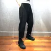 Youth Black Slim Loose Cropped Pants Dark All-match Cotton And Linen Thin Section Handsome Wide-leg Trend Men's