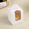 Single Cupcake Boxes With Window and Handle Macaron Mousse Cake Box Birthday Party Bakeware Kitchen Dining Bar Supplies HH9-2279