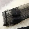 고품질 활주로 패션 디자이너 봄 여름 자수 메쉬 레이스 드레스 파티 섹시한 가운 검은 vestidos 210601