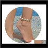 Charm Bracelets Beach Seashell Knitted Anklet Braided Sea Shell Fashion Foot Jewelry For Women And Girls (Black) Drop Delivery 2021 Lji8K