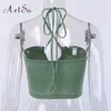 Artsu Cut-Out Sexy Backltip UP Halter Crops Tops для женщин с плечевой щелевой одежда Top Slim Shore Fiest Shoots X0507