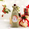 DIY linho Burlap Bags Diamante Vinhos de Natal Saco de Presente Garrafa com cordão Tag Rope Reusável Merry Garrafas de vinho de Xmas capas para armazenamento HH21-841