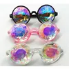 Lunettes de soleil 1 paire de lunettes rondes claires Kaléidoscope Lunettes Crystal Lens Party Rave Femme Homme Queen Gifts291T