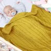 Spädbarn Baby Boy Girl Pure Color Knit Blanket Höst Vinter Born Quilt Boys Girls Hold 210429