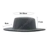 Automne hiver 8 cm grand large bord Fedora chapeau femmes mode femmes feutre chapeau laine Style britannique Vintage église chapeaux Jazz casquette