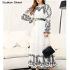 Elegant White Embroidery Dress for Woman Long Sleeve High Waist Bodycon Female Polka Dot Party Vacation es 210603