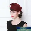 Vintage French Wool Women Beret Winter Felt Hat With Bow Flat Top Hats Lady Stewardess Cap Fedoras Chapeau Femme Feutre Factory price expert design Quality Latest