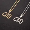 Hiphop Custom Name Soild Brush Font Letters Hängsmycke Halsband med gratis 24-tums Rope Chain Gold Silver Bling Zirconia Men Smycken