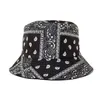 Mode Vintage double face Stingy Brim Imprimer Seau Chapeaux Réversible Femme Hip hop Caps Hommes Pêcheur Chapeau