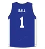 Niestandardowy Lamelo Ball #1 Spire Basketball Jersey Ed White Blue Size S-4xl Dowolna nazwa i numer najwyższej jakości