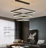 Minimalistisk modern LED-hängande lampor Home Lighting Square Sovrum Ringar Takmonterad Studie Hängande Lampa
