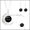 Bracelet, Earrings & Necklace Jewelry Sets Personalized Custom Made Po Medallions Set Glass Cabochon Pendant Moon Stud Dangle Bracelet Bangl
