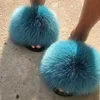 Big Fur Slides Real Raccoon Slippers Women Fluffy Flip Flops Beach Flat Sandals Plush House Female Summer Shoes 210914