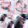 Perline, Wojiaer 108 Meditazione Mti-Layer Braccialetti a fili lunghi 7 Chakra Yoga Rotondo naturale Quarzo rosa Perline Mala Nappa Gioielli Drop Deliv