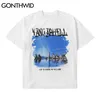 Tees Shirts Hip Hop Sea Landscape Short Sleeve Tshirts Streetwear Harajuku Fashion Casual Cotton T-Shirts Loose Tops 210602