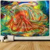 Oil Painting Tapestry Psychedelic Mushroom Sunflower Octopus Wall Hanging Tapestries for Living Room Bedroom Home Decor