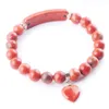 Wojiaer Natural Stone Perle Red River Jasper Strand Braccialetti Braccialetti Fannaggio del cuore Fantastico Donne Gioielli Love Gifts K3321