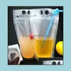 その他の飲み物のキッチン、ダイニングバーホームGarden150ピースのクリアドリンクPOUCHES500MLバッグの曇りジッパースタンドアッププラスチック製の飲料バッグST
