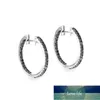 Nouveau classique noir awn 925 en argent Sterling rond noir à la mode spinelle fiançailles boucles d'oreilles pour les femmes bijoux fins I181