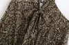 Foridolスネークプリントシフォン秋冬ドレス女性ビンテージランタンスリーブレースアップベルトショートドレスカジュアルレディースドレス210415
