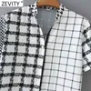 Femmes Vintage Houndstooth Patchwork Imprimer Plaid Casual Smock Blouse Bureau Lady Chemise à manches courtes Chic Blusa Tops LS9145 210420