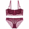 Lingerie di alta qualità Set intimo donna pizzo trasparente reggiseno sexy e mutandine push up set mezza tazza per donna 2019 Nuovo X0526