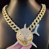 Большой размер акул кулон ожерелье для мужчин 6ix9ine хип-хоп блен ювелирные изделия с замороженным кристаллом Miami Cuban цепи мода ювелирные изделия