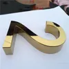 Anpassad utomhus 3D -guld titan rostfritt stålskylt, gyllene färgspegel polerad/borstad metallbutikskyltar logotyp