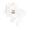 Vestiti per neonato Manica lunga Ragazza Ragazzo Abbigliamento per bambini I Love Dad Mom Design 100% cotone Pagliaccetti De Bebe Costumi Bianco G1023