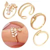 Złote liście pierścień dla kobiet Rhinestone Regulowany Otwarty Projekt Cyrkon Delikatny Delikatny Biżuteria Prezent G1125