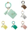 Amerikanska lager 7 stilar Matkvalitet Silikonpärlkedja Key Ring Ny PU Fransed Tassel Kortväska Silikon Armband Armband Keychain Party Supplies