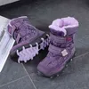 ULKNN Children's Winter Snow Boots For Baby Girl Shoes Kid's Boys Fashion Plus Velvet Warm Waterproof Non-slip Boot TPR Purple G1210