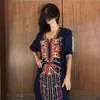 Bomull Bohemian Women Summer Beach Dress Swim Wear Cover Up Tunika Sexig Robe Kaftan Bikini Cover-Ups Pareo Q1235 210420