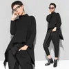 Xitao Vintage Black Turtle шеи футболка женщины плюс размер Kawaii повседневная длинная рукава нерегулярные топы корейская одежда новая zll1177 210401