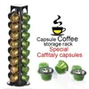 Roterande 32PCs Kaffehållare Kapslar Dispensing Tower Stand Passar Nespresso Capsule Barista Tools Hylla Cafe Display 210423