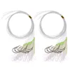 Fishing Hooks 2 Strings String Fishhooks Pre Tied Sabiki Fish Flies Skin Flasher Rig With Glow Luminous Head