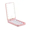 Lady Folding LED Makeup Mirror with Lashe Tray 5 pairs/set False Eyelashes Packaging Box Touch Sensor 12 lights Cosmetic Mirror Case for Makeup