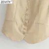 Zevity Women Fashion Single Breasted Sleeveless Slim Vest Jacket Ladies Business Casual WaistCoat Chic Poplular Tops CT707 210817