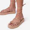 Sandalias de mujer de fondo grueso informales para mujer, toboganes, zapatos de punta redonda para mujer, zapatos de mujer con cordones poco profundos, moda femenina 2021