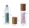 Chakra Bamboo Cap Natural Healing Semiprecious Stones Glass Bottle Healin g Crystal Chips 10ml Essential Oil Gemstone Roller Ball Bottles