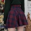 スカート韓国のファッション女性2021女性レトロパンク格子縞のプリントスカートストラップジッパーショートジュペフェム