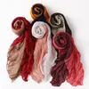 Dwukolorowy bąbelkowy bąbelkowy Szyfonowy Turban Długi Szalik Moda Kobiety Headscarf Szale Eleganckie Malezyjskie Szaliki Nakrycia głowy