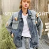 Bear Doll Denim Jacket Ladies Clothing Fashion Coats Streetwear Long Sleeve Stitching Design Spliced Top 16W62505 210510
