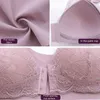 Bekväm Bh utan stålring Frontspänne Traceless Vest Lace Bra Vacker Back Stor Storlek Underkläder 211110